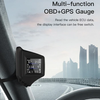 Auto HUD Head Up Displejs Digitālā OBD+GPS Dual Sistēma, GPS Spidometrs, Odometrs, Ar ātruma pārsniegšanu Signalizācijas Auto Piederumi