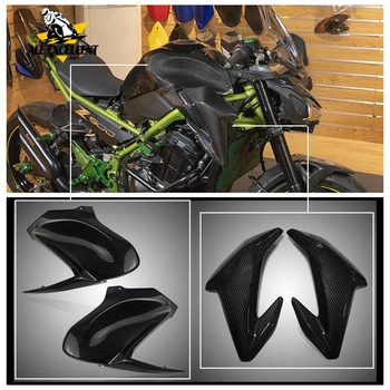 Motociklu Oglekļa Šķiedras izskatās, Gāzes Tvertnes Pusē Cover Panel Aptecētājs, Par Kawasaki Z900 ZR900 2017-2020 pa kreisi un Labajā Augšējā & Zemāka