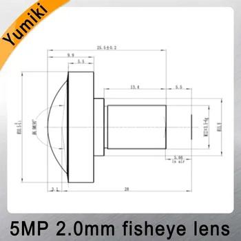 Yumiki Fisheye 5MP 2.0 mm IS CCTV Kameras Objektīvs HD 5.0 Megapikseļu F2.0 1/2.5