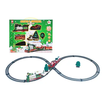Bērnu Izglītojošās Rotaļlietas Elektrisko Vilcienu DIY Montāžas Sliežu Vieglās Mūzikas Ziemassvētku Vilciena Vecāku-bērnu Mijiedarbību Jaunā Gada Dāvanu