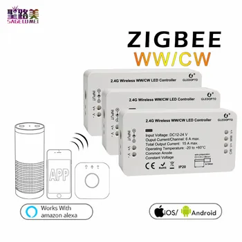 ZIGBEE tilta Zigbee Gaismas Saiti, Silti balta / balta, LED reostats, ZLL phone kontrole, Led Kontrolieris led lentes 5050 DC12V - 24V
