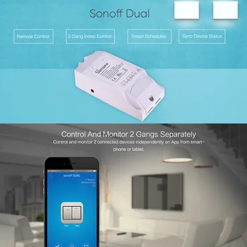 Sonoff Dual R2 WiFi Bezvadu Smart Slēdzis 3 Banda Smart Home Wifi APP Tālvadības pults Darbojas Ar Google Home Alexa eWelink