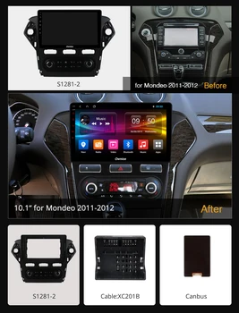 2 din IPS ekrānu DSP Carplay Ford Mondeo MK4 2007-2010 Android 10 8-core CPU navigācijas galvas vienības multimediju Atskaņotājs, stereo