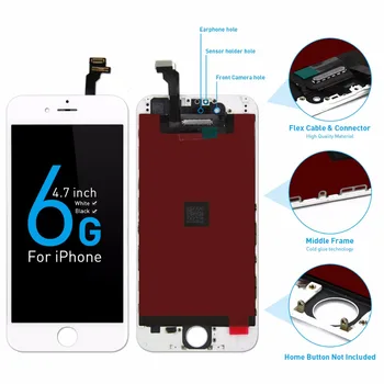 Grade AAA+++ Ekrāna iPhone 6 6S Plus LCD ar 3D Spēkā Touch Digitizer Montāža iPhone 5S Displejs Nav Mirušo Pikseļu Daļas