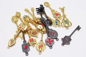Pasaku Asti 18pcs/set Keychain Lucy Atslēgu piekariņi Mēroga Bezmaksas Rozā Tetovējums Heartfilia zodiaka zīme 