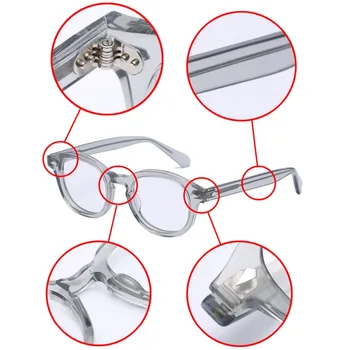 Apaļā Acetāta optisko Pārredzamu brilles skaidrs, lēcas, brilles, briļļu Retro tuvredzība optisko Vīriešu, Sieviešu, recepšu brilles