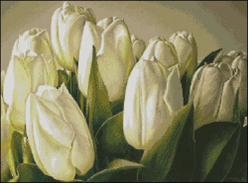 Augstākās Kvalitātes karstā pārdošanas klasiskā jauki alisa cross stitch komplekts tulip baltas tulpes zilonis, puķu ziedi,