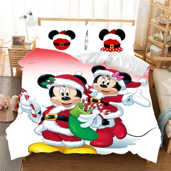 Mickey Minnie Ziemassvētku Santa Claus Gultas Komplekts Sega Sedz Bērnu Gulta Set Queen, King Siz Dāvanu Mierinātājs, Gultas Komplekti
