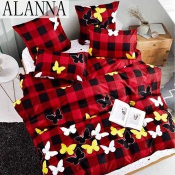 Alanna X-1087 Iespiests Cietos gultasveļas komplekti Gultas piederumi Mājas Set 4-7pcs Augstas Kvalitātes Jauks Modelis ar Zvaigžņu koku ziedu