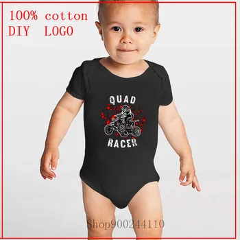 Jaundzimušo Vasaras Quad Sacīkšu ATV Offroad balts Bodysuits baby Infant Baby Toddler Zēnu un Meiteņu Kokvilnas Romper Jumpsuit Apģērbs Apģērbs