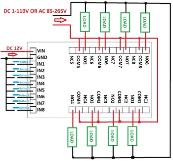 8ch DC 12V Daudzfunkciju Kavēšanās Modulis Cikla Taimeris Jaudas sequencer Mehānisko LED PLC Virpu