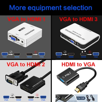 VGA uz HDMI Pārveidotājs Kabelis ar Audio Atbalstu 1080P HDMI VGA Adapteri vīriešu un sieviešu Video Kabelis, projektors, TV Grāmatiņa HDTV