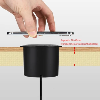 Neredzams Bezvadu Lādētājs iPhone 8 X 11Pro Samsung S9 S10 Note9 8 Slēptās Iegulto Mēbeles Biroja Galda Ātrās Uzlādes Pad