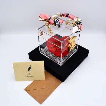 Rk Cordium Zīmola Luksusa Mūžīgā Roze Konservēti Akrila Dārgumu Kaste CC-005 Sarkanu Ziedu Mīļākais Klāt Valentīna Diena Dāvanu