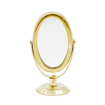 Odoria 1:12 Miniatūras Spogulis Zelta Namiņš Mēbeļu furnitūra Re-niecībai, Grims, Kosmētikas