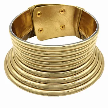 Kaklarota Sievietēm zelta Āfrikas Kaklarota Valsts Ekstravagants sānslīdi kaklasaite Regulējams Personības Radošā Stila metāla lielu apkakli K522