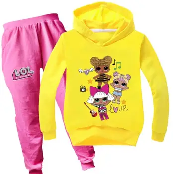 LOL Pārsteigums Lelle Meitene Karikatūra Apģērbu Komplekts pelēkā vārna + Bikses Apģērbs Nosaka Bērns, Mētelis, Krekls Bikses ar garām Piedurknēm Hoodies Drēbes