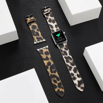 Ādas band Apple skatīties 3 joslu 38mm 42mm leopards drukāt Aproce Par iwatch sērija 6 5 4 3 2 1 42mm 44mm pulksteņu siksniņas
