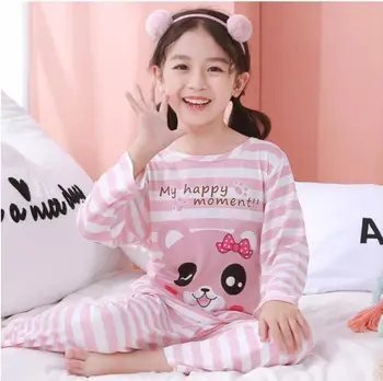 Bērnu Pidžamas Komplekti Bērniem Pijamas 2020. Gadam Pavasara Sleepwear Long Sleeve dzīvnieku Print Meitenēm Pidžamas Bērniem Drēbes Naktsveļu Homewear