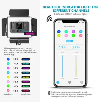 Neewer 660 LED Video Gaisma, Regulējamas, Bi-Color Fotogrāfija Apgaismojuma Komplekts ar APP Kontroles Sistēma, Profesionālā YouTube Studio