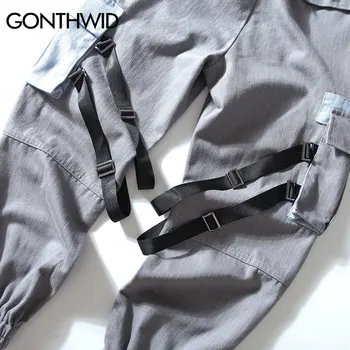 GONTHWID Multi Lentes Kabatas Kravas Harēma Joggers Bikses Vīriešu Hip Hop Harajuku Streetwear Treniņbikses Modes Gadījuma Bikses Bikses