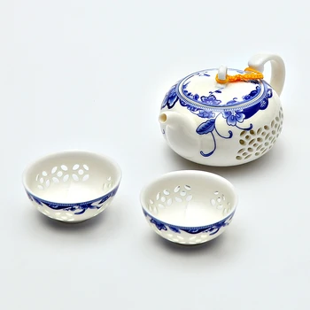 Tējas infuser metinātājs, zilā un baltā izsmalcinātu keramikas tējkannas tējkannas tējas tase porcelāna ķīniešu kung fu tējas komplekts drinkware