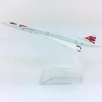 16CM 1:400 Concorde Britu Aviosabiedrība Virsskaņas Ātruma Lidmašīna Modelis W Bāzes Sakausējuma Gaisa kuģa Plaknes Kolekcionējamus Displeja Modelis Rotaļlietas