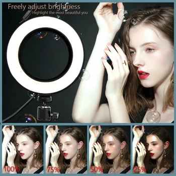 LED Ring Light Foto Studijas Kameru Gaismas Fotogrāfija Aptumšojami Video gaisma Youtube Grims Selfie ar Statīvu Tālruņa Turētājs