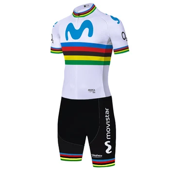 Movistar velo komplekts īsām piedurknēm vīriešu velosipēdu skinsuit velosipēdu jumpsuit vīriešu Triatlona tērpi mtb 20D želeja maillot ciclismo hombre
