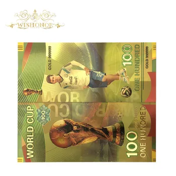 10pcs/daudz Karstā Pārdošanas Krāsu Messi Banknošu Pasaules Kausa Banknotes 100 Rublis Banknošu 24k Zelta Papīra Naudas Kolekcija