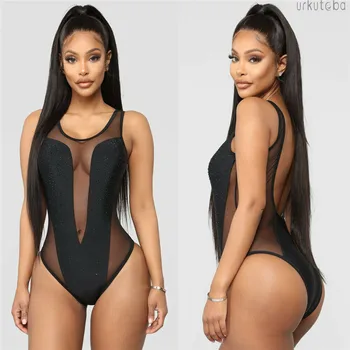 2019 Sexy Sievietes Viengabala Peldkostīmu, Atvērta Krūšu Bodysuit Peldkostīmi Bikini Jumpsuit