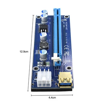 TISHRIC 10pcs 2018 Zelta VER009S PCI Express PCIE PCI-E Stāvvadu Kartes 009s Molex 6Pin SATA 1X 16X USB3.0 Adapteris LED Ieguves