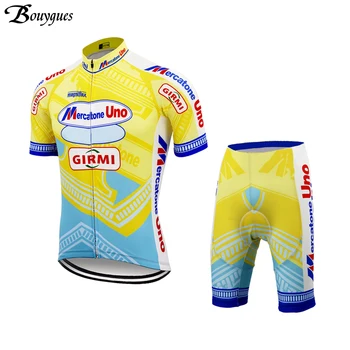 Jaunas Vasaras Retro velosipēdu džersija komplekts dzeltens ropa ciclismo hombre augstākās kvalitātes riteņbraukšana apģērbu gel pad MTB jersey Mercatone UNO