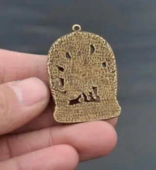 Ķīnas archaize tīra misiņa Sešu roku Budas mazu Amuletu Kulons