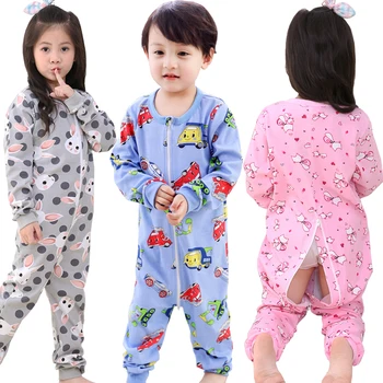 Bērnu Pidžamas Komplekts Pavasara Kokvilnas Pidžamas Bērniem Zēni Meitenes Sleepwear Long Sleeve O-Veida Kakla Jumpsuit Rudens Apģērbs