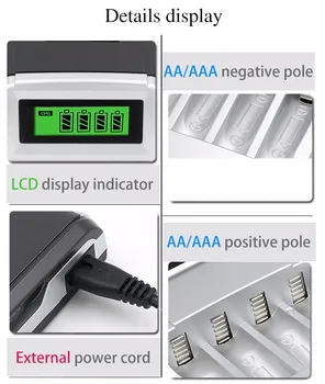 8pcs AA NI-MH 3000mAh akumulators 2A nimh ni mh akumulators + smart ātrās uzlādes LCD ekrānu lādētājs AA AAA