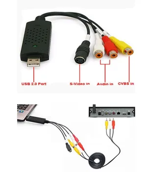 USB 2.0 Video Capture Grabber Kartes adapteri Chipset TV, DVD, VHS Audio Uztveršanas S - video, USB Pārveidotājs atbalsta Win7