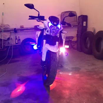 2gab 12V 125W Motocikla Lukturus, 5 krāsas Angel Eyes Miglas 6000k spuldzes Motociklu uzmanības centrā U7 LED Moto Braukšanas galvenie Lukturi