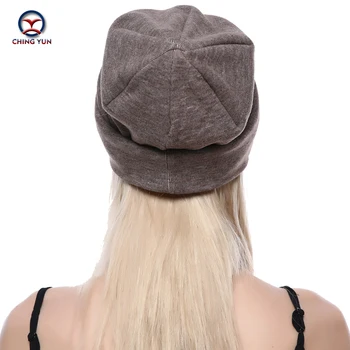 CHINGYUN 2019new Kašmira adīta cepure mīksts Ziemas Siltā Augstas Kvalitātes Sieviešu tīrtoņa Krāsas Adīta Cepure izsmalcinātu īsta plīša apdare