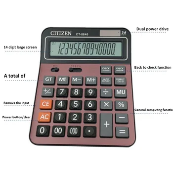 Ct-8840 Saules Kalkulators, Students, Skolotājs, Melna, Sarkana Datora Lielu Darbvirsmas Red Kalkulators Uzņēmumu Grāmatvedības Īpašu Aprēķins