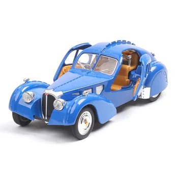 1:28 Bugatti Type 57SC Lējumiem Metāla Vintage Automašīnu Modeli Atlantijas Pull Atpakaļ Rotaļlieta Ar Skaņas, Gaismas Classic Sakausējuma Auto Rotaļlietas Zēniem