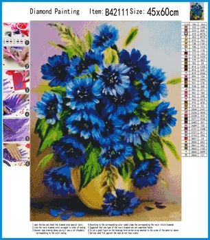 MEIAN 2020. gadam Ziedu Dimanta Gleznu Izšūšana Krustdūrienā Zilu Ziedu Mozaīkas Pilna Apaļa/Kvadrātveida Urbt Rhinestones Mājas Dekoru