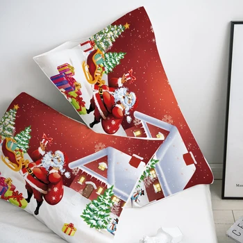 3D HD Pasūtījuma Spilvens Gadījumā Spilvendrāna 50x70 50x75 50x80 70x70 Dekoratīvu multfilmas Spilvena Segums Ziemassvētku sarkans Santa Claus Gultas