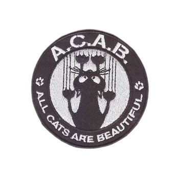 A. C. A. B Karikatūra kaķis plāksteris dekoratīvās Decal piestiprināts auduma, džinsa bikses remonts subsīdijas plāksteri scrapbooking aplikācijas OUTLET VEIKALS
