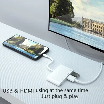Zibens Ar 1080P HDMI Kabeli USB SD TF Karšu Lasītājs Digitālo AV TV OTG Adapteri centru iPhone X XR XS 11Pro Max SE iPad Mini