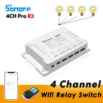 Sonoff 4CH Pro R3 / 4CH R3, 4 Kanālu Smart Wifi Releja Slēdzis, 433 RF eWelink APP Balss Kontroles Darbu Ar Alexa, Google Home