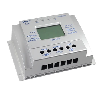 60A Saules Uzlādes Kontrolieris LCD Displejs Saules Regulators 12V 24V ar Gaismu un Taimera Kontrolei MPPT