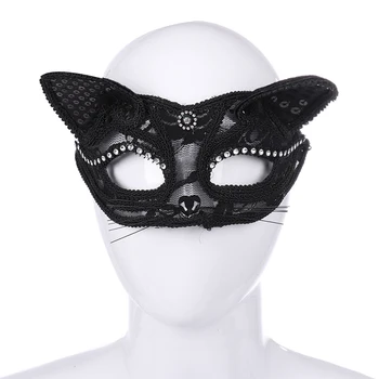 Meitenes, Sexy Maska Kaķis Sieviešu Maskas Sejai Halloween Cosplay Mascarillas Anime Tušas Iedomātā Kitty Karnevāla Melna Sejas Masques