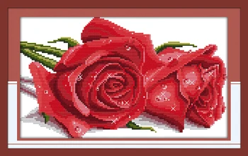 Rozes mīļākais cross stitch komplektu ziedu skaits pring zīmogu auduma 18 14ct 11ct rokas izšuvums DIY roku darbs, rokdarbi piegādes soma
