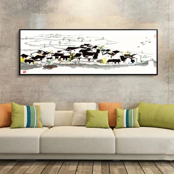 Lielformāta Druka, Eļļas Glezna Wu Guanzhong Ainavu māksla Sienas gleznojums Abstraktās Mākslas Priekšstatu Par Dzīves Telpu krāsošana
